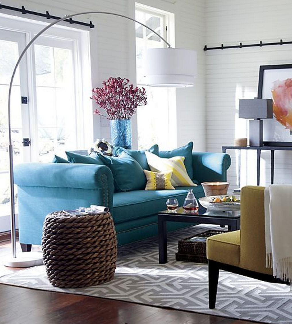 A Blue Yellow and Grey Living Room