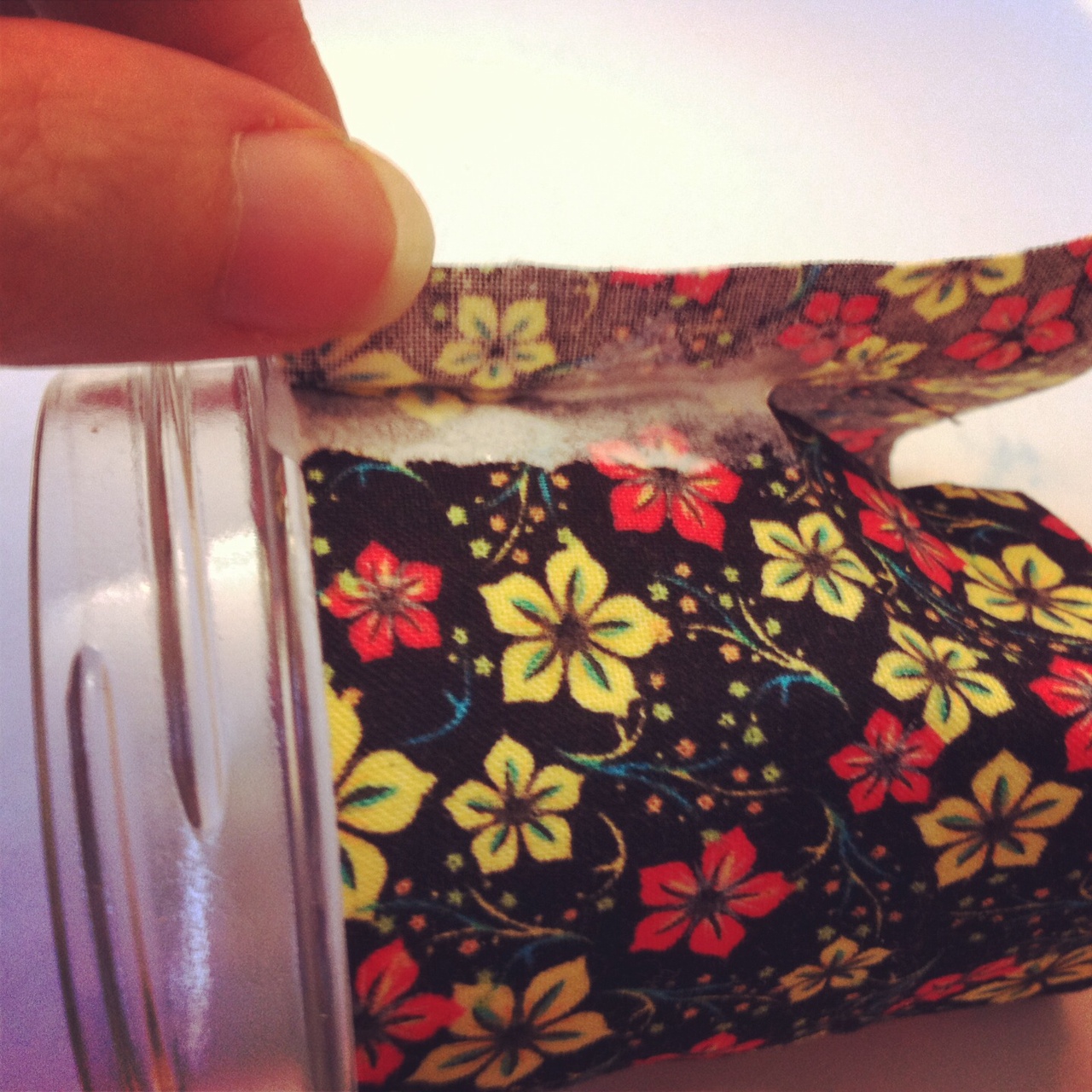 Wrap fabric around jar