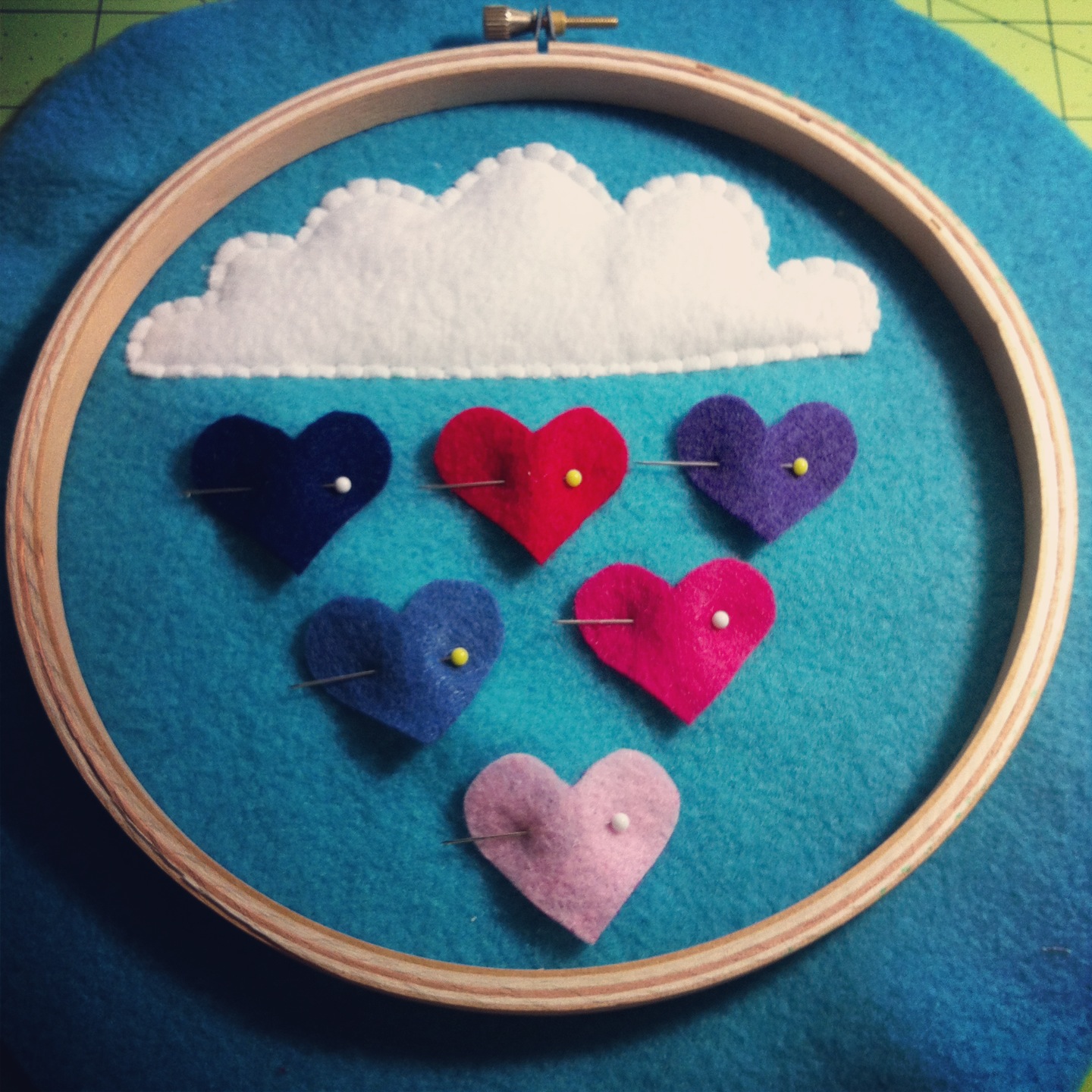 Sew Creative Blog Raining Hearts Hoop Art