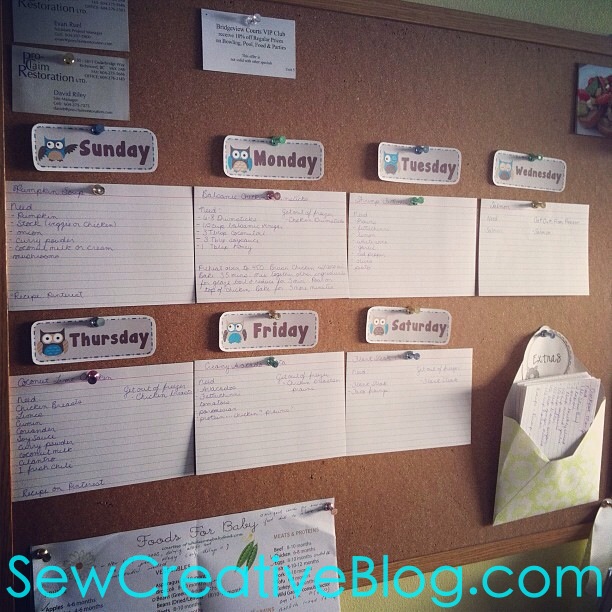 Implement a menu board to take the guess work out of dinner time meal planning from Sew Creative Blog