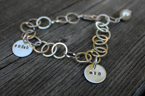 Hand Stamped bracelet Moo and The Bear