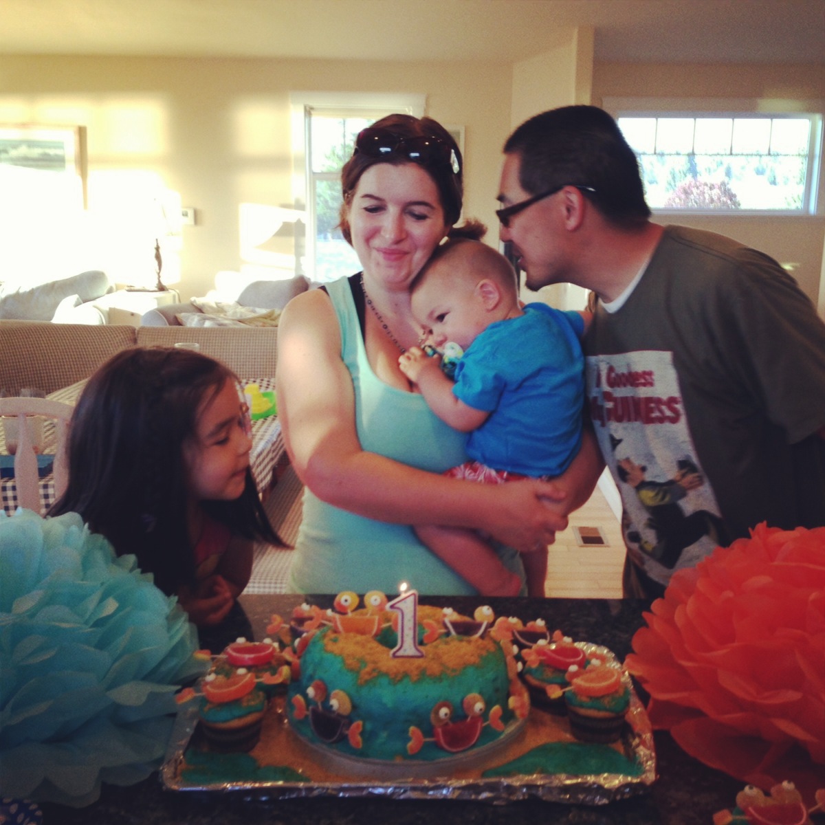 Sew Creative Family Enjoying Turtle's First Birthday