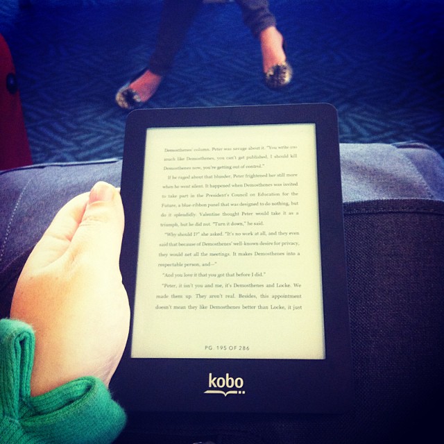 Reading on my Kobo at the airport