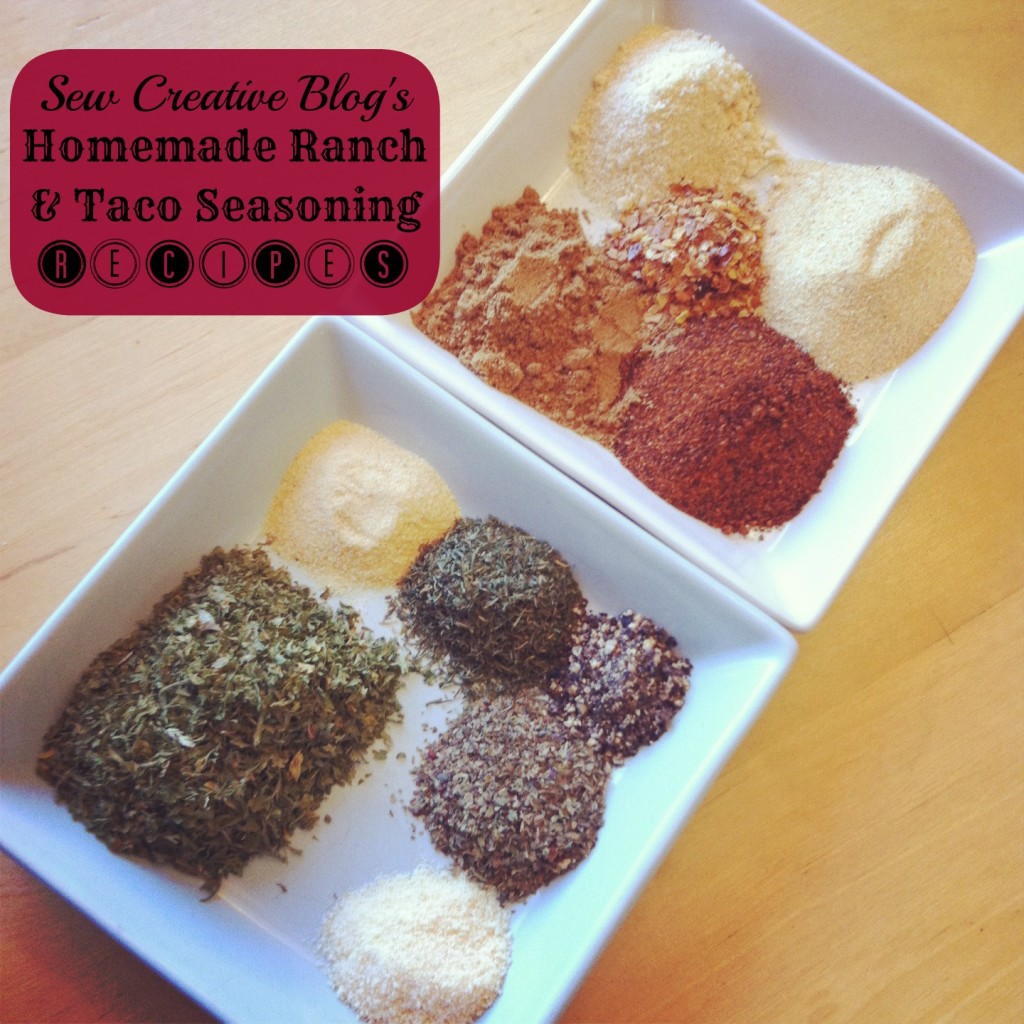 Sew Creative Blog's Homemade Ranch and Taco Seasoning Recipes
