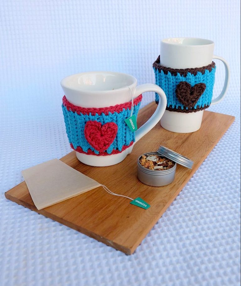 Crochet Heart Mug Cozy Pattern Perfect for Your Favorite Tea or Coffee Cup