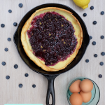 This mouthwatering, easy Dutch Baby Pancakes uses simple ingredients-- milk, eggs, flour, butter and sugar to make a family friendly breakfast you will love. Quick and easy to prep, perfect for breakfast, brunch, breakfast for dinner or a midday snack! #Recipe #SimpleRecipe #Eggs #RealFood #Pancakes #DutchBabyPancakes