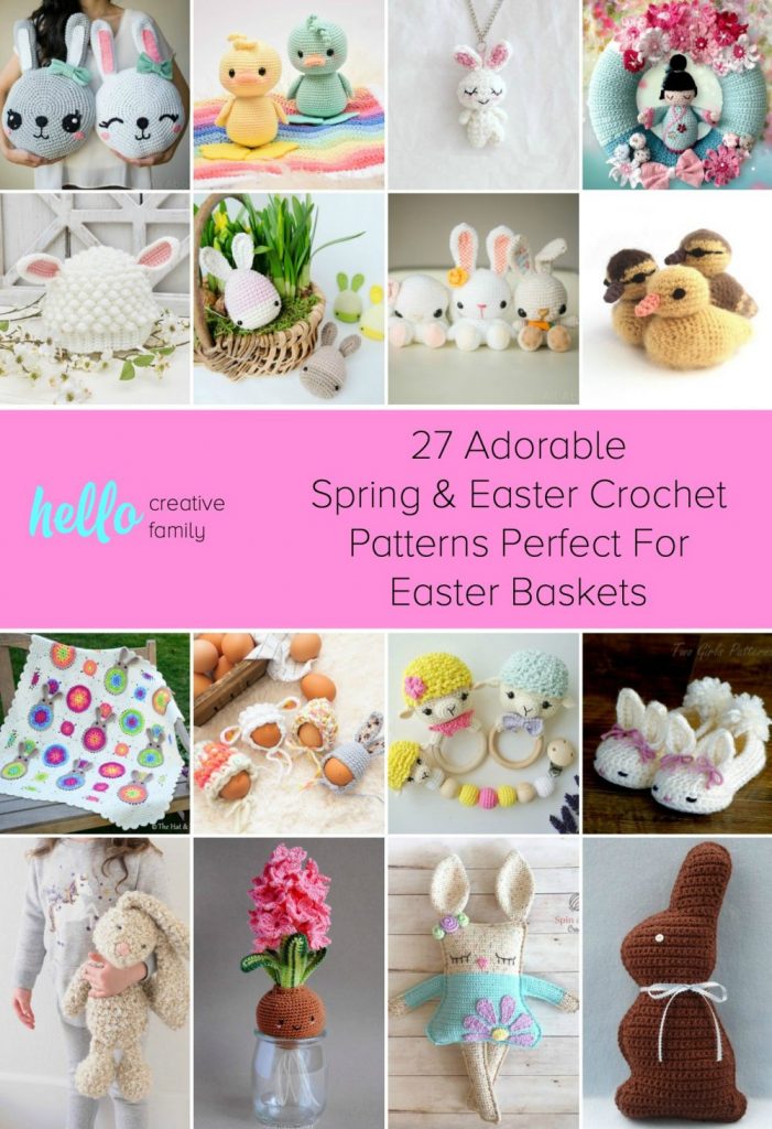 Stuff those Easter Basket with Non-Candy Handmade Gifts! We're sharing 27 Spring and Easter Crochet Patterns that your family will love! Adorable ideas for all levels from beginner crocheters to advanced! #Easter #Crochet #Craft #CrochetPatterns