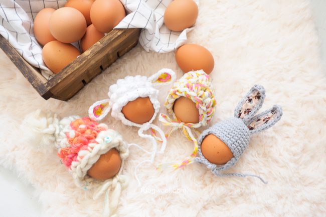 Adorable Spring and Easter Crochet Patterns Perfect For Easter Baskets: Adorable Easter Egg Cozies from 1 Dog Woof