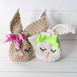 Adorable Spring and Easter Crochet Patterns Perfect For Easter Baskets: Bunny Treat Bag Crochet Pattern from Miss Mary MAC Design