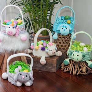 Adorable Spring and Easter Crochet Patterns Perfect For Easter Baskets: Crocheted Easter Basket Collection Patterns from Briana K Designs