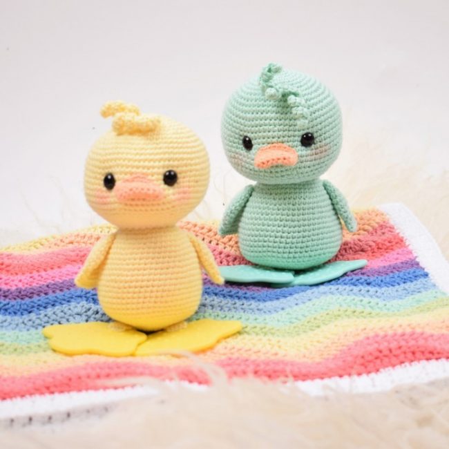 Adorable Spring and Easter Crochet Patterns Perfect For Easter Baskets: Duckling Baby Teething Toy Crochet Pattern from Hobbii
