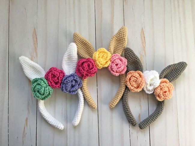 Adorable Spring and Easter Crochet Patterns Perfect For Easter Baskets: Easter Bunny Headband Crochet Pattern from Grace and Yarn