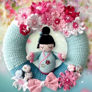 Adorable Spring and Easter Crochet Patterns Perfect For Easter Baskets: Spring Cherry Blossoms Crocheted Wreath Pattern from Petra Patterns