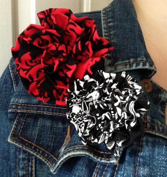 Oh Sew Easy 10 Minute Fabric Flower Tutorial No Sewing Machine Required on jacket