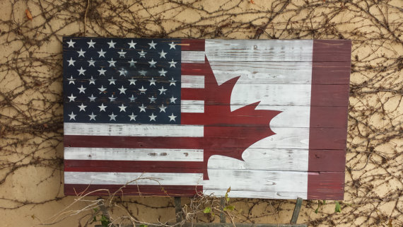 Canadian and US Flag on Etsy