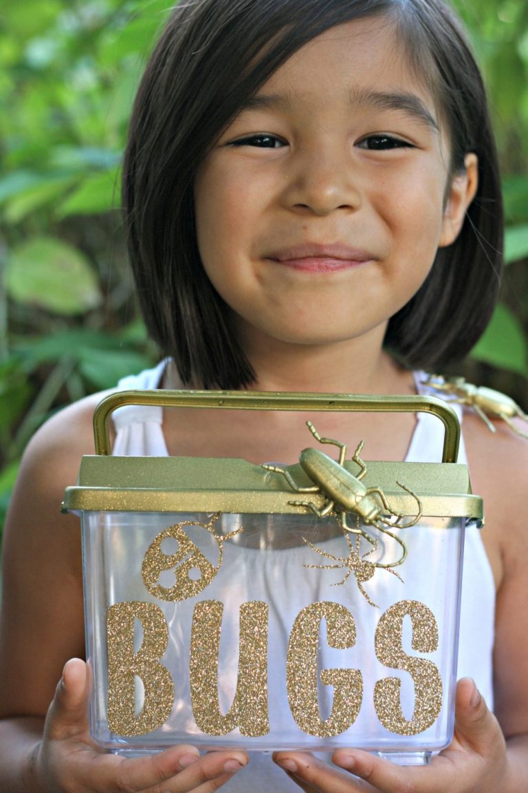 Cricut Design Space Star Challenge- Glitter and Gold Blinged Out Bug Catcher Perfect for a Bug Themed Birthday