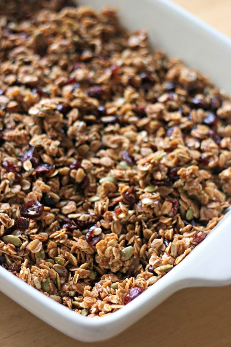 Cranberry Pumpkin Seed Granola Recipe with Hemp Hearts, Sunflower Seeds and Coconut Oil