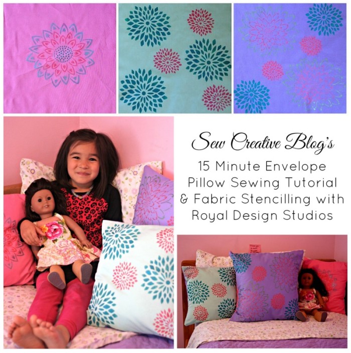 Sew Creative Blog's 15 Minute Envelope Pillow Sewing Tutorial & Fabric Stencilling with Royal Design Studios