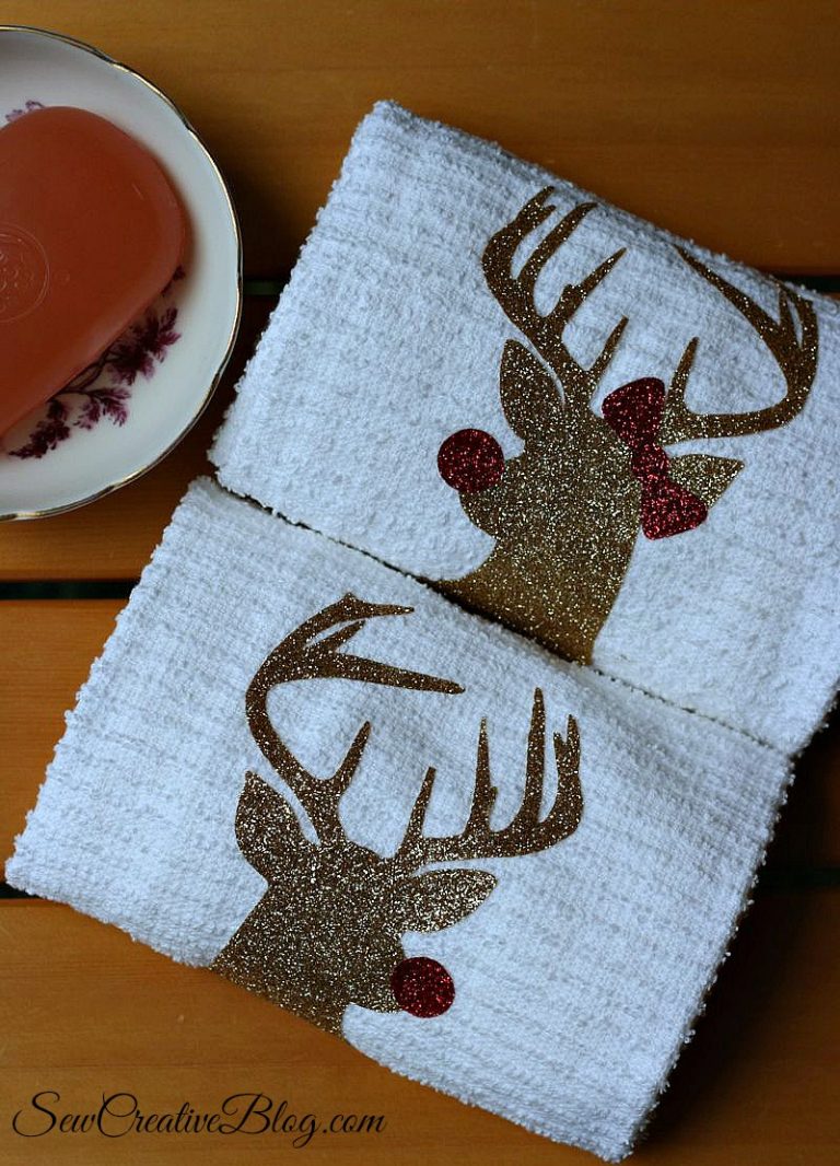 Handmade Hostess Christmas Gift Idea- Mr. and Mrs. Rudolph Towels