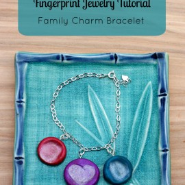 Hello Creative Family's Sculpey Polymer Clay Fingerprint Jewelry Tutorial- Family Charm Bracelet. A great handmade Mother's Day or Christmas gift that kids can craft and help make!
