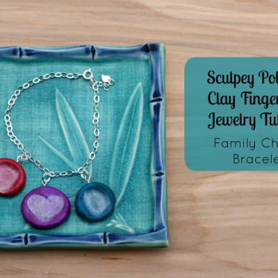 Hello Creative Family's Sculpey Polymer Clay Fingerprint Jewelry Tutorial- Family Charm Bracelet. A great handmade Mother's Day or Christmas gift that kids can help make!