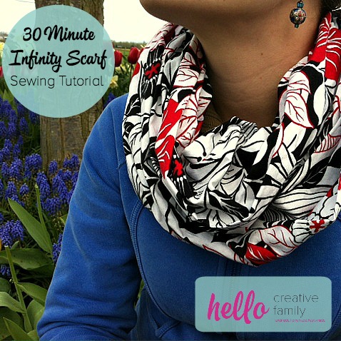 This 30 Minute Infinity Scarf is a great project for beginners. Also check out the Hello Creative Family Kid's Infinity Scarf on the same site!