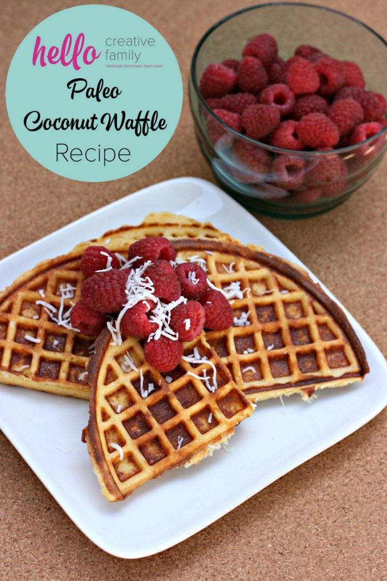 Hello Creative Family shares their paleo coconut waffle recipe along with variations to dress it up. This delicious recipe uses coconut flour and almond flour.