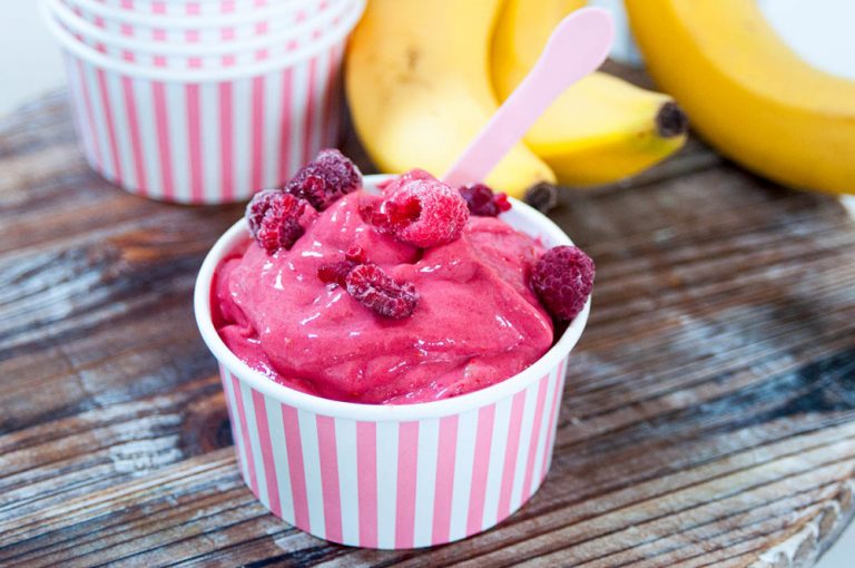Yummy + Healthy Raspberry Cream Cheese Ice Cream Recipe