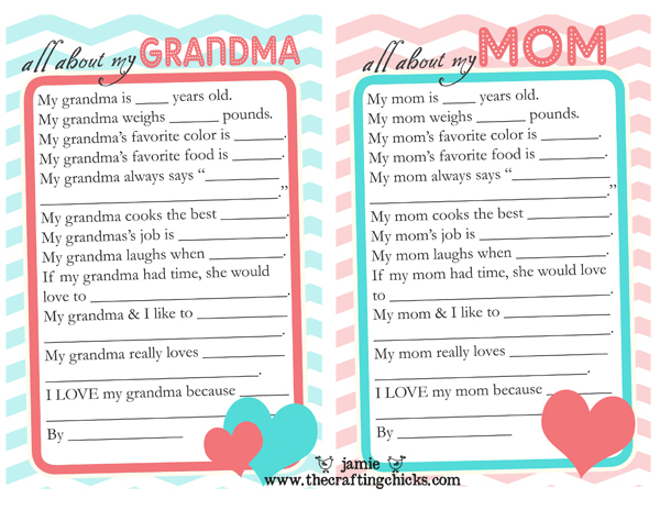 Mothers Day Questionaire Printable