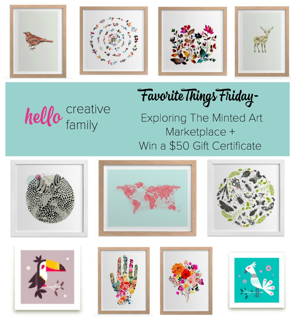 Hello Creative Family Favorite Things Friday- Exploring The Minted Art Marketplace + Win a $50 Gift Certificate