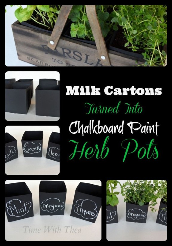 Milk cartons to herb pots