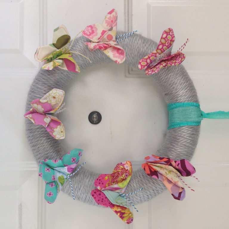 DIY Fabric Scrap Butterflies Wreath