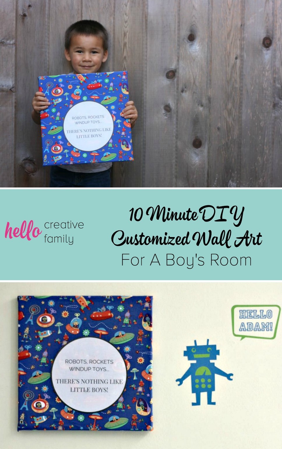 10 Minute DIY Customized Wall Art For A Boy Room