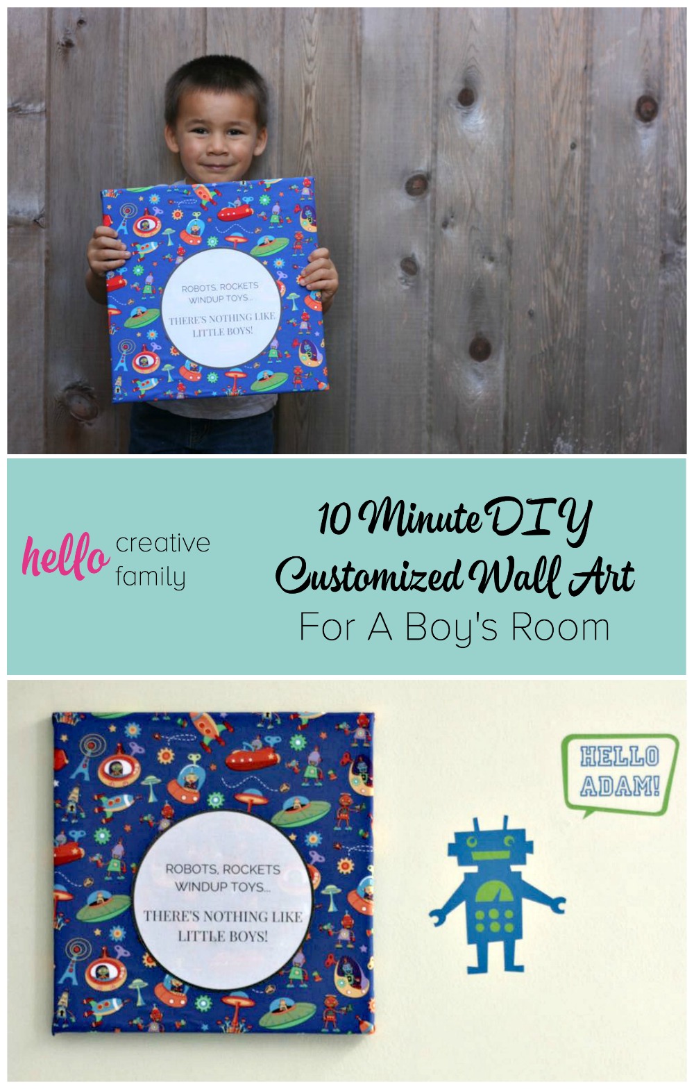10 Minute DIY Customized Wall Art For A Boy Room
