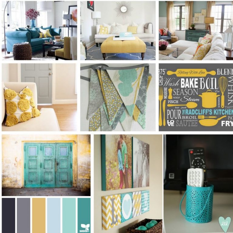 Decor and Design Inspiration Gray, Teal and Yellow Color Scheme