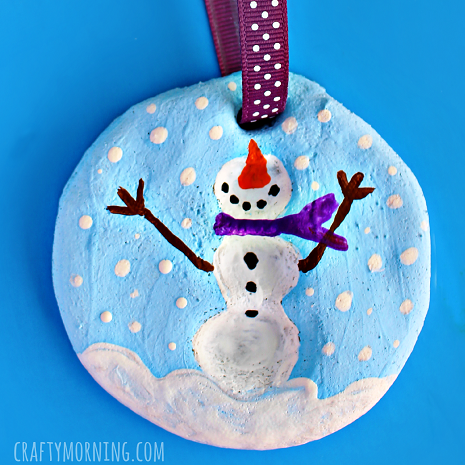 Fingerprint Snowman Salt Dough Ornament