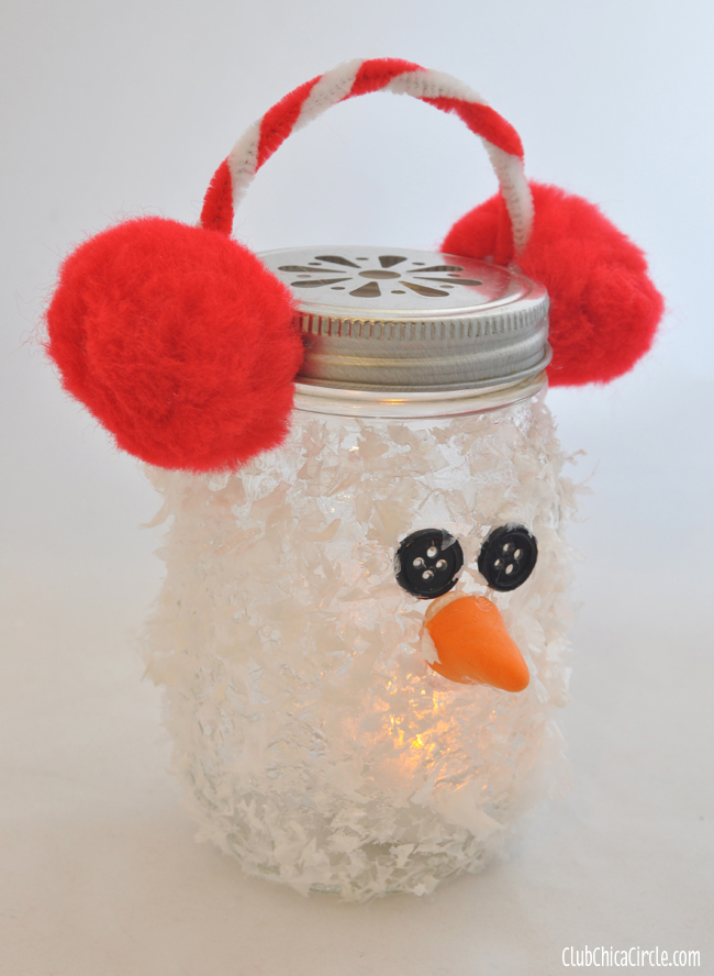Snowman Mason Jar Luminary Ornament 