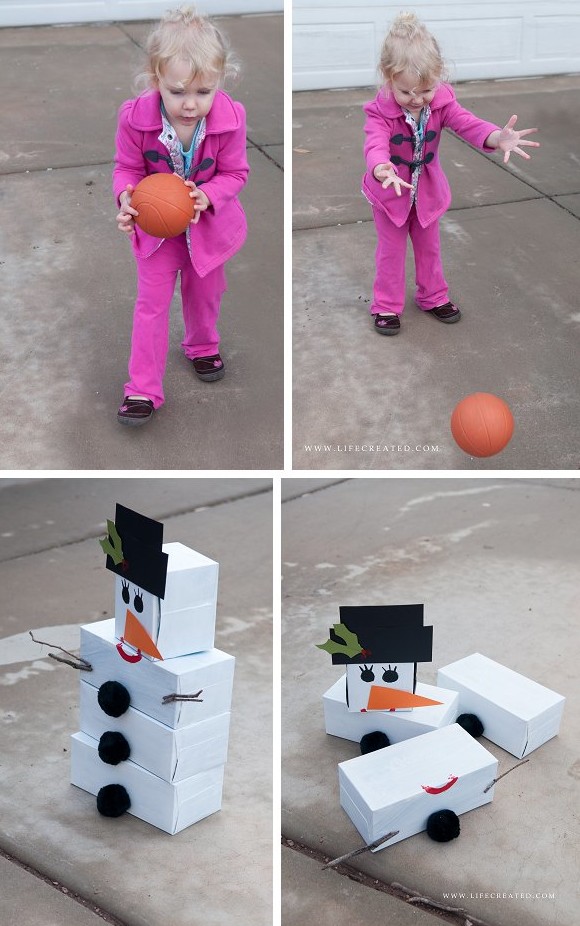 Snowman Tissue Box Bowling