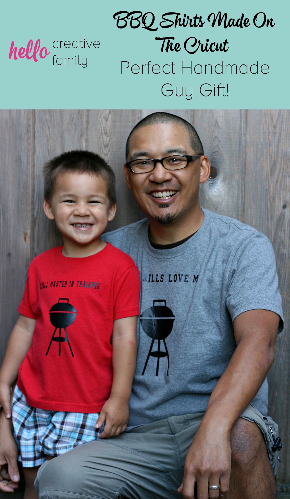 Know a guy (or gal) who's crazy for BBQ? Whip the up one of 4 BBQ Shirts from Hello Creative Family. The perfect handmade guy gift! A fabulous Cricut project perfect for Father's Day, Christmas or Birthdays!