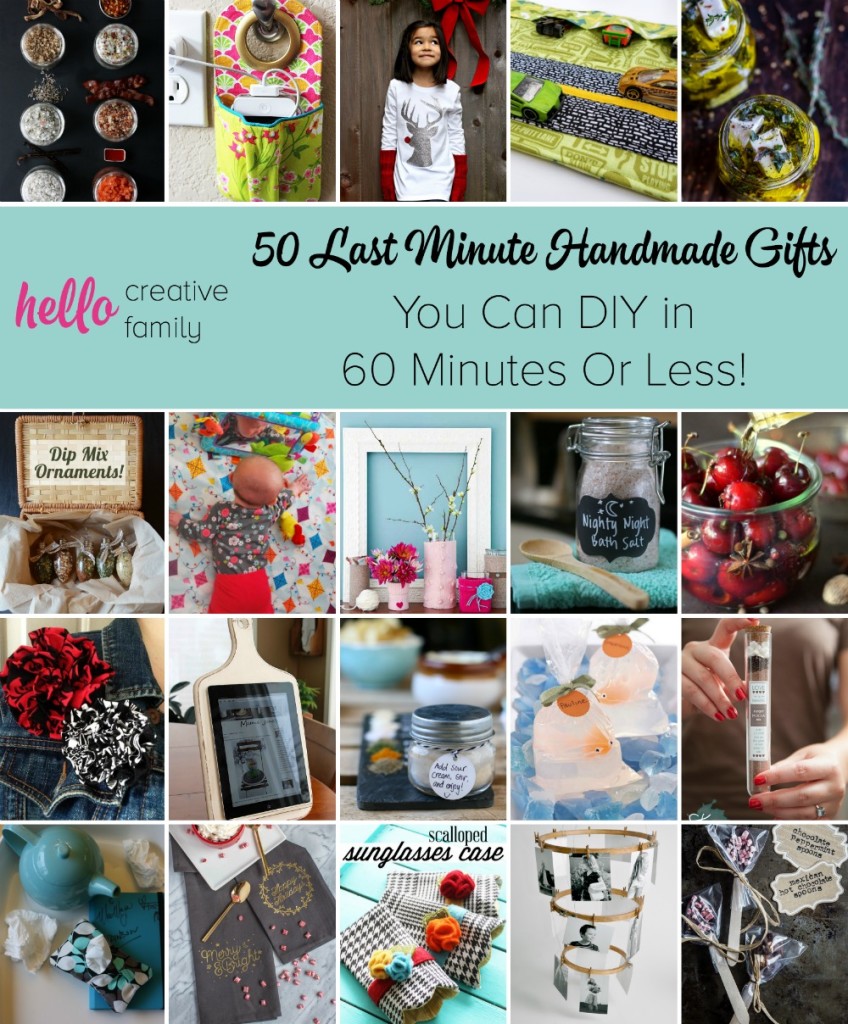 Stuck for a last minute gift? Here are 50 Last Minute Handmade Gifts you can DIY in 60 Minutes or less!