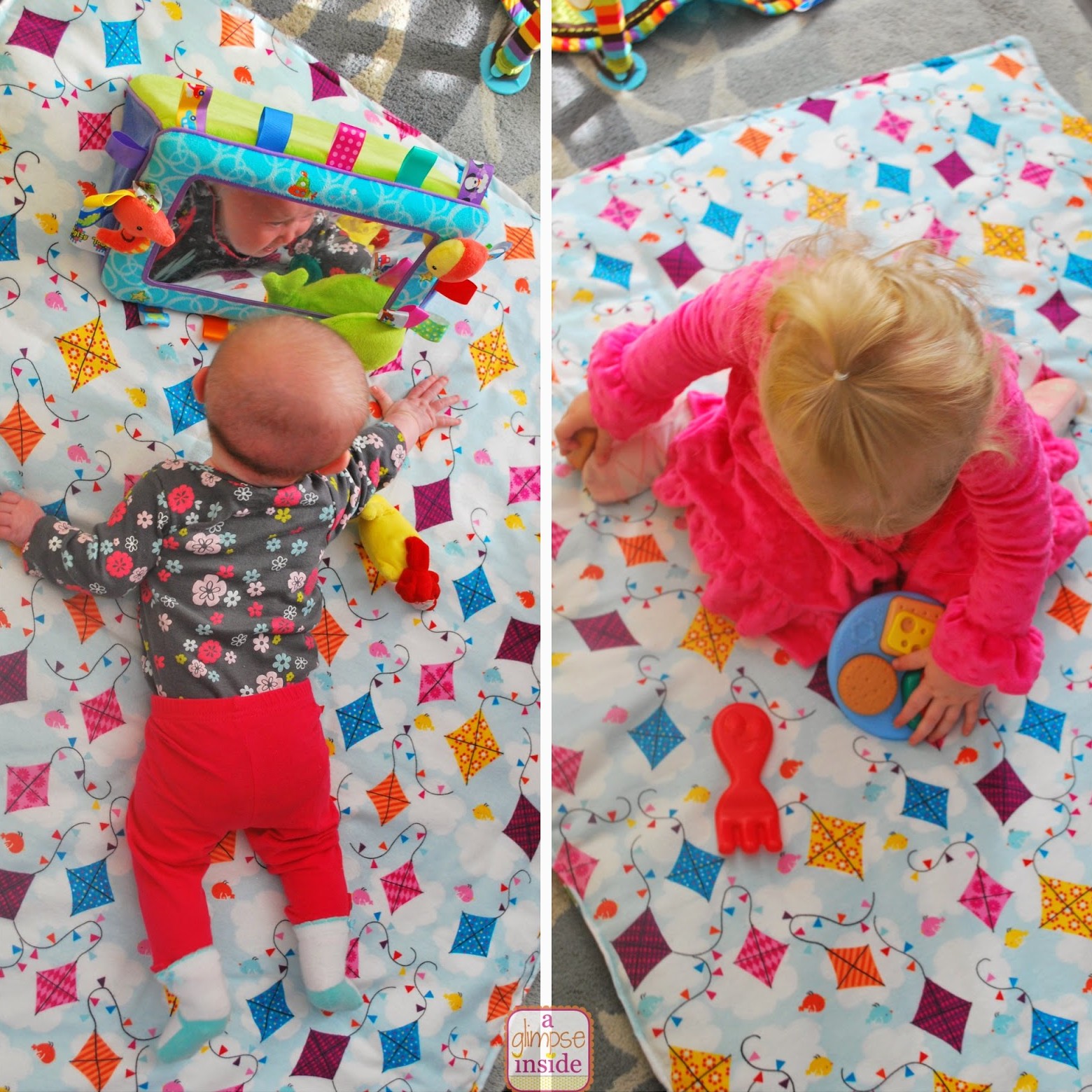 blanket-play mat- girls playing