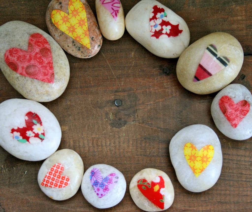 Decoupage Heart Rocks from Emily Neuburger