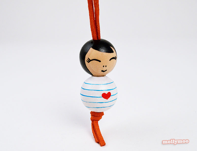 Handpainted Doll Necklace from MollyMoo