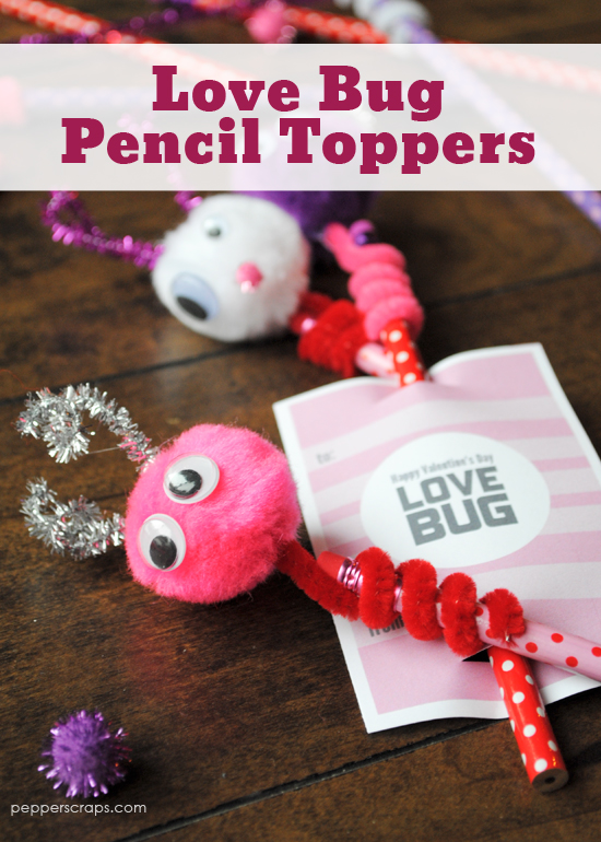  Love Bug Pencil Toppers from Pepper Scraps