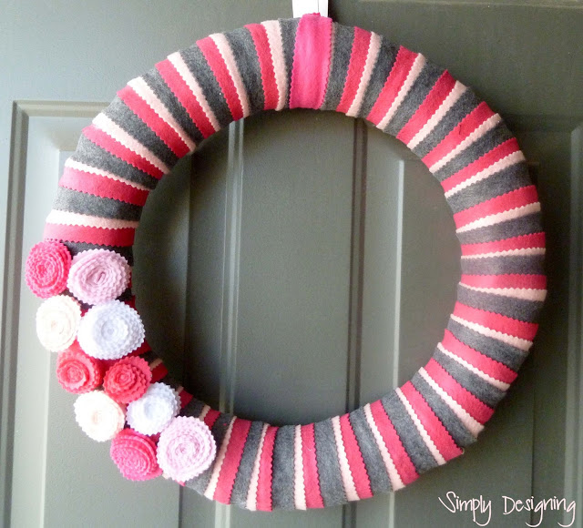 Pink and Grey Flower Wreath from Simply Designing