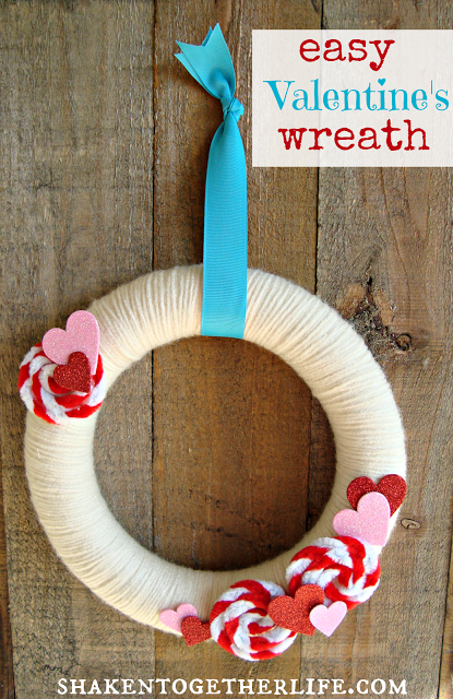 Pipe Cleaner And Yarn Valentine's Day Wreath from Shaken Together Life