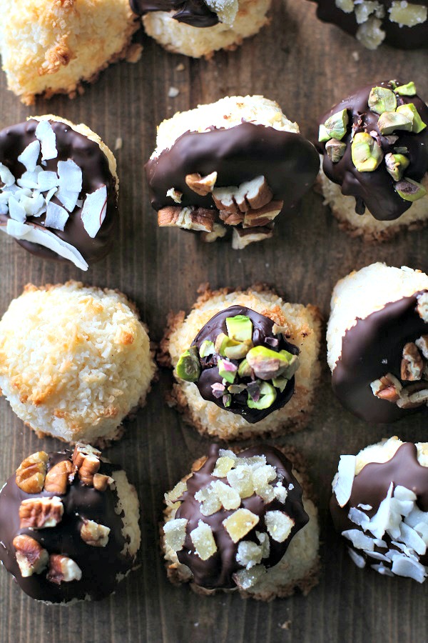 Chocolate Dipped Coconut Macaroons recipe from The Roasted Root