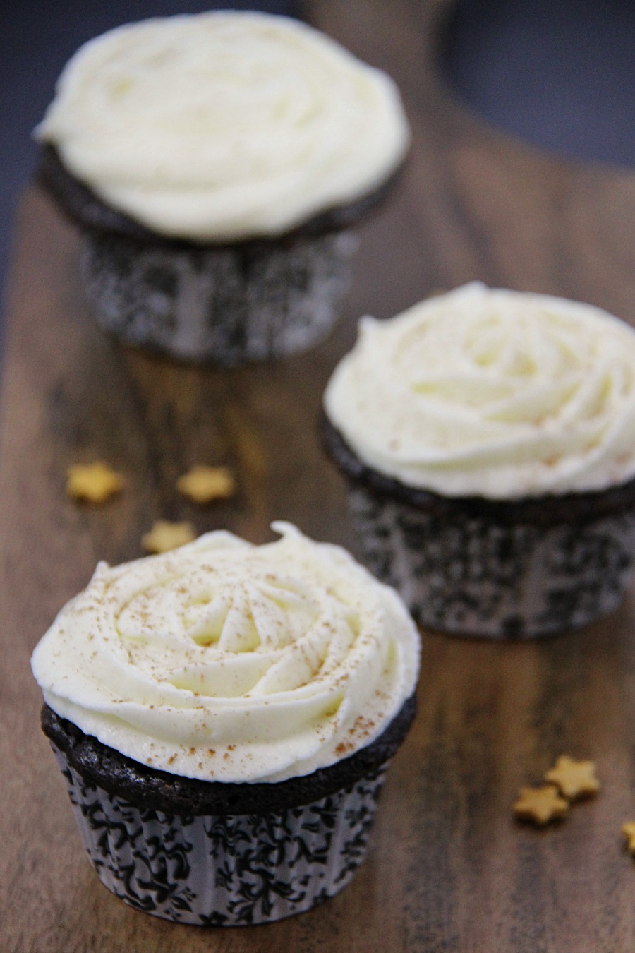 Chocolate Cupcakes with Eggnog Buttercream Frosting recipe from Family Food and Travel