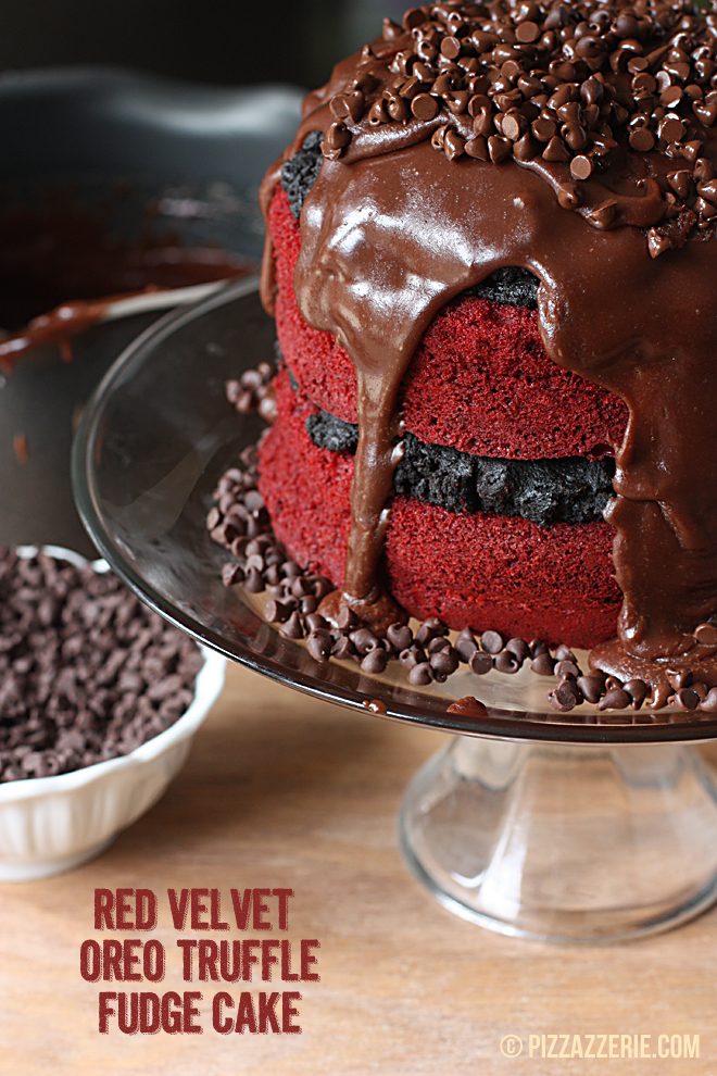 Red Velvet Oreo Truffle Chocolate Cake Recipe from Pizzazzerie
