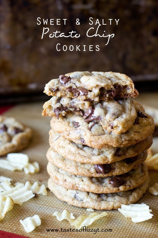Sweet and Salty Potato Chip Chocolate Chip Cookies Recipe from Tastes of Lizzy T